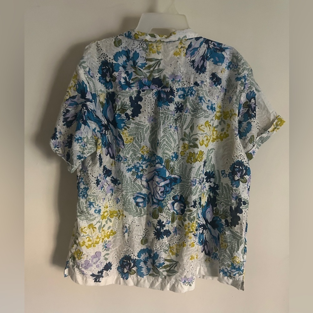 NWT Anthropologie Women’s Printed Surf Shirt in Blue Floral Motif Size XL - Picture 5 of 11